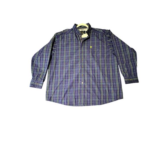 Ariat Pro size XXL button-down shirt blue/green shirt, long sleeve office - Picture 1 of 7